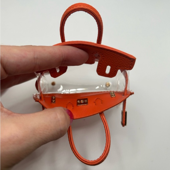 NEW Mini Purse Bag Charm Keychain Micro Pouch Compact Wallet Orange Transparent - Picture 10 of 10